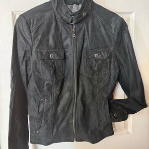 Danier Black Leather Bomber Jacket